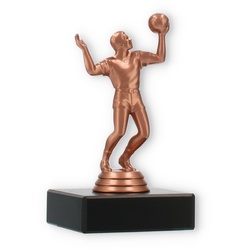 Pokal Kunststofffigur Volleyballspieler bronze auf schwarzem Marmorsockel 11,9cm