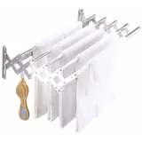 LEgdor Wandmontierter Wäscheständer Aus Edelstahl Für Den Innen- Und Außenbereich, Ausziehbarer, An Der Wand Montierter, Zusammenklappbarer Wäscheständer Für Balkon, Badezimmer, Terrasse,80cm