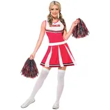 Smiffys Cheerleader Kostüm, Rot, mit Kleid & Puschel