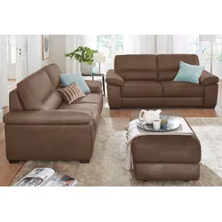 Polstergarnitur CALIA ITALIA "Gaia, hochwertige Garnitur aus 2-Sitzer & 3-Sitzer im edlen Design", braun, Luxus-Microfaser GINEVRA, Luxus-Microfaser Ginevra (100% Polyester), Sitzmöbel-Sets, aus pflegeleichtem Luxus-Microfaser Ginevra Hydro Care