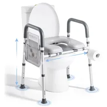 Vevor Toilettensitzerhöhung mit Armlehnen verstellbare Höhe & Breite 181 kg Tragkraft weiß