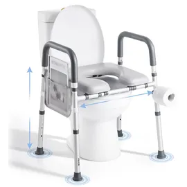 Vevor Toilettensitzerhöhung mit Armlehnen verstellbare Höhe & Breite 181 kg Tragkraft weiß