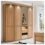 Pharao24 Kleiderschrank Arcelona aus Massivholz, mit LED Beleuchtung braun