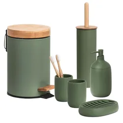 6-teiliges Badaccessoire-Set - Salbeigrün