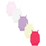TupTam Body Baby Mädchen 5er Set – Sommer Body Baby mit Spaghettiträgern aus 100% Baumwolle, Farbe: Rosa/Lila/Gelb, Größe: 110 - 110
