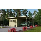 Karibu Doppelcarport Eco 5,27 x 5,76 m grün inkl. Abstellraum