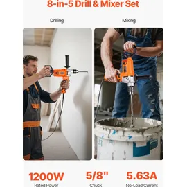 Vevor elektrische Bohrmaschine 15,89 mm 1200 W mit Mixer 750 U/min