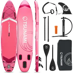 Stand Up Paddling Board zum Paddeln Aufgeblasen universal TSUNAMI  T10 350 cm rosa|weiß 350 CM