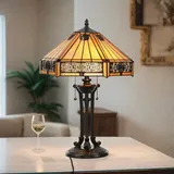 Aussergewöhnliche Tischlampe FARFALLA 4 Bronze H:59cm Tiffany Leuchte Wohnzimmer