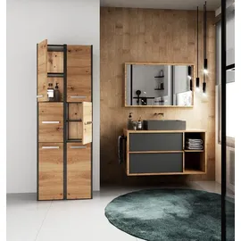 Topeshop Badezimmerschrank S33, Anthrazit, Artisan Oak - Grau/Silber