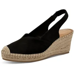 Slingpumps TAMARIS, Damen, Gr. 41, schwarz, Textil, modisch, Schuhe, Keilabsatz, Plateau, Sandale, Sommerschuh, in schmaler Form