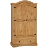 CARO-Möbel Kleiderschrank, Natur, Holz, Kiefer, Vintage, 103x188x57 cm, Schlafzimmer, Kleiderschränke, Drehtürenschränke