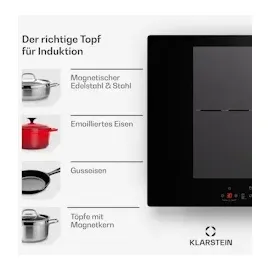 Klarstein Delicatessa 77 Flex Einbaukochfeld Induktion 4 Zonen 7000W Glaskeramik Schwarz