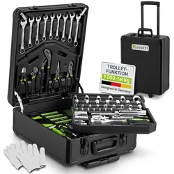 Juskys Werkzeugkoffer - 1200 teiliges Werkzeug Set, Werkzeugtrolley gefüllt, Werkzeugkiste, Rollen