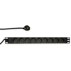 LOGILINK Steckdosenleiste 19", 9-fach, Schutzkontaktstecker, schwarz