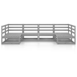 vidaXL Garten-Lounge-Set 6-tlg. Massivholz Kiefer grau