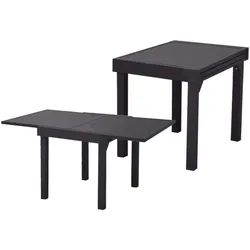 Garten Möbel Ausziehtisch ELENA Aluminium grau 130cm Alu Garten Tisch Holz Optik