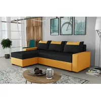 Fun Möbel Ecksofa Schlafsofa Sofa HEDVIG LUX Manila Goldgelb- Schwarz Ottomane Links