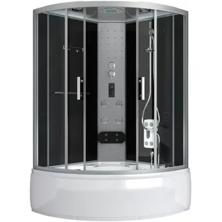 SANOTECHNIK Dampfdusche Schwarz, Weiß, Glas, 130x130x229 cm, Badezimmer, Baden & Duschen, Duschkabinen