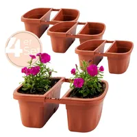 GarPet 4x Blumenkasten Balkongeländer Beidseitig Balkon Blumenkasten Doppelseitig Balkonkasten