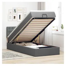 vidaXL Bett mit Matratze & LEDs Dunkelgrau 90x200 cm Stoff
