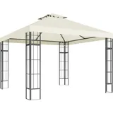 Outsunny Pavillon mit Doppeldach, ca. 3x3 m Winterfest Wasserabweisend Stabil Partyzelt mit UV-Schutz Gartenpavillon aus Metall, für Terrasse, Garten, Cremeweiß