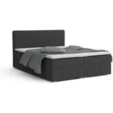 dein schlaf 24 BOXBETT LON IV 160/200 in Cord Hellgrau H4 - Hellgrau/Creme/Beige/Grau/Schwarz