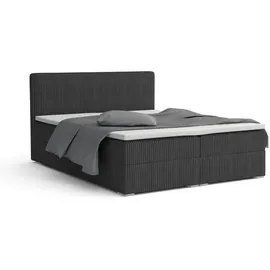dein schlaf 24 BOXBETT LON IV 160/200 in Cord Hellgrau H4 - Hellgrau/Creme/Beige/Grau/Schwarz