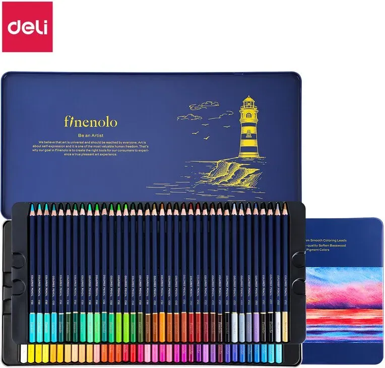 Deli Finenolo Buntstifte, Metall-Dose, Kunstbedarf, 72er-Set