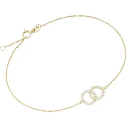 Armband LUIGI MERANO "Mittelteil zwei verschlungene Ringe mit Zirkonia, Gold 375", gold, Armbänder, Damen, 19,5cm, Gelbgold 375