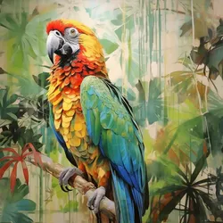 EUROART Glasbild 30 x cm Parrot Jungle I Glas Bunt