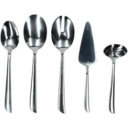 5tlg. Justinus Twist Anlegeteile-Besteckset 1x Tortenheber, 1x Saucenlöffel, 1x Servierlöffel, 1x Salatlöffel & 1x Salatgabel