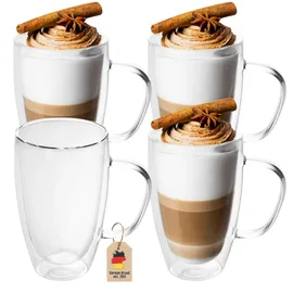 Intirilife Doppelwandiges Thermoglas Set 0,4 l 4 St.