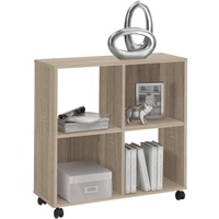 FMD FMD-Möbel Bürowagen Sprint Büroregal Bücherregal auf Rollen ideal für A4 Ordner, Eiche, Maße 72.0 x x 33cm,