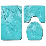 FANSU rutschfeste Badematten Set 3 Teilig, Weich Mikrofaser Badezimmerteppich Waschbar WC-Deckelbezug und Saugfähig U-FöRmige Badvorleger für Badewanne, Dusche (45x75cm,abgestorbene Äste)