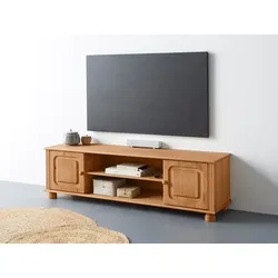 Lowboard HOME AFFAIRE "Mette", beige (natur gebeizt, gewachst), B:160cm H:46cm T:40cm, FSC-zertifiziertes Massivholz, Sideboards, Kommode mit Kabeldurchführung und einem Einlegeboden