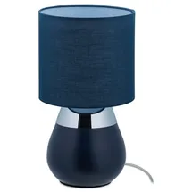 Relaxdays Nachttischlampe Touch oval Dunkelblau
