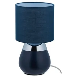 Relaxdays Nachttischlampe Touch oval Dunkelblau