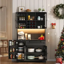 Okwish Buffetschrank 180 x 105 x 40 cm Schwarz