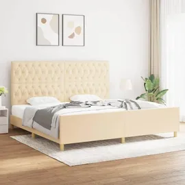 vidaXL Bettgestell mit Kopfteil 200 x 200 cm Creme