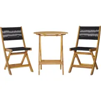 byLIVING Balkonset »BISTRO«, (Set, 3 tlg., Gartenmöbel-Set, FSC®-zertifiziertes Massivholz), praktisch zusammenklappbar mit gemütlichem Bandgeflecht, beige