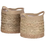Mica Decorations Anne Pflanzenkorb - 2er-Set - H28 x Ø30 cm - Seegras - Hellbrau