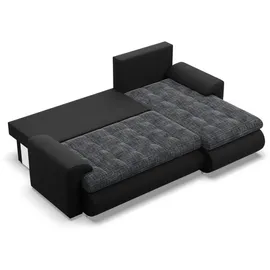 mebligo Eckcouch 3-Sitzer Textil Schwarz