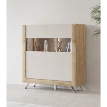 LEONIQUE Highboard »Kasai«, Höhe 136,5 cm, 2 Türen mit Glaseinsatz, beige