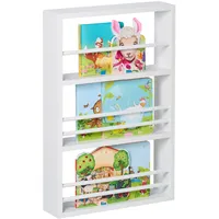 Relaxdays Bücherregal, 3 Fächer, Kinderbücherregal Wand, HxBxT: 60 x 40 x 10 cm, Wandregal Kinder, hängendes Regal, weiß