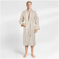 HAMMETEX Herrenbademantel hergestellt aus 100% Baumwolle – 380 g/m2 Frottee, mit Taschen, Langform, Baumwolle, Schalkragen, Gürtel, saugfähig & Weich beige L