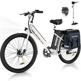 HITWAY E-Bike für Damen Herren, 26 Zoll, Elektrofahrrad E-Citybike, 8.4Ah 36V Abnehmbarer Akku,Sitzhöhe Verstellbar,City Bike mit Gepäckträger für Erwachsene City Pendler