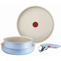 Tefal Ingenio Serenity L827S404 Kochgeschirr, 4-teilig, Standard, Antihaftbeschichtung, sicherer abnehmbarer Griff, stapelbares Design, Blue Calm, Blue Calm