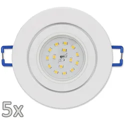 Einbauleuchten-Set McShine, 5xRahmen, 5xLED-Strahler, 5W, 400lm, 230V, weiß,IP44