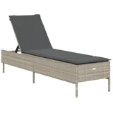 vidaXL Sonnenliege mit Auflage Hellgrau Poly Rattan